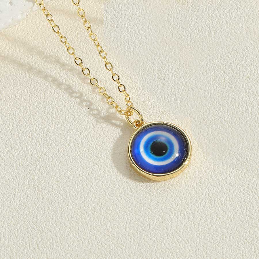 Vintage Style Simple Style Commute Eye Copper Plating Inlay Resin 14k Gold Plated Pendant Necklace display picture 5