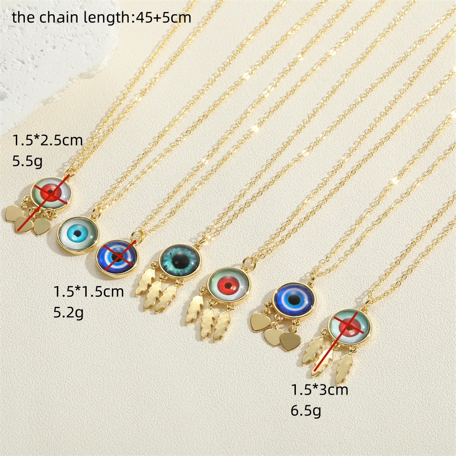 Vintage Style Simple Style Commute Eye Copper Plating Inlay Resin 14k Gold Plated Pendant Necklace display picture 6