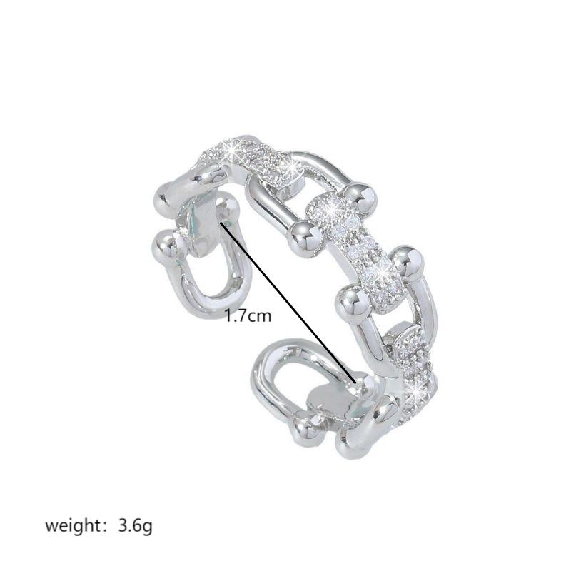 Commute U Shape Copper Plating Inlay Zircon White Gold Plated Open Rings display picture 5
