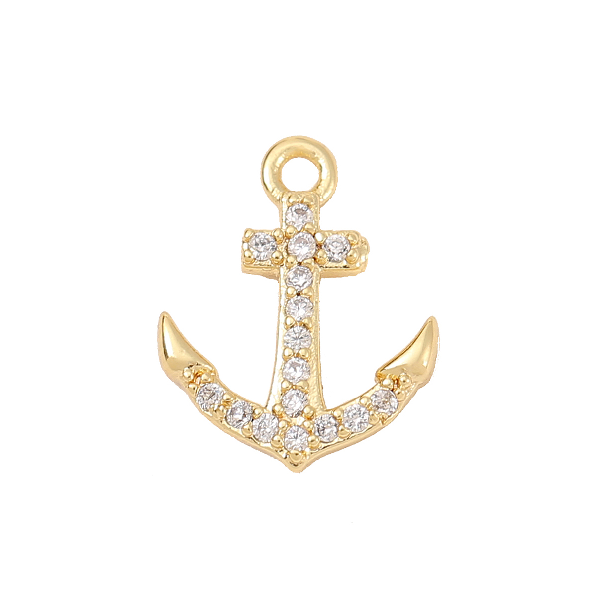 Navy Style Anchor Copper Plating Metal Inlay Zircon 18k Gold Plated White Gold Plated Jewelry Accessories display picture 7