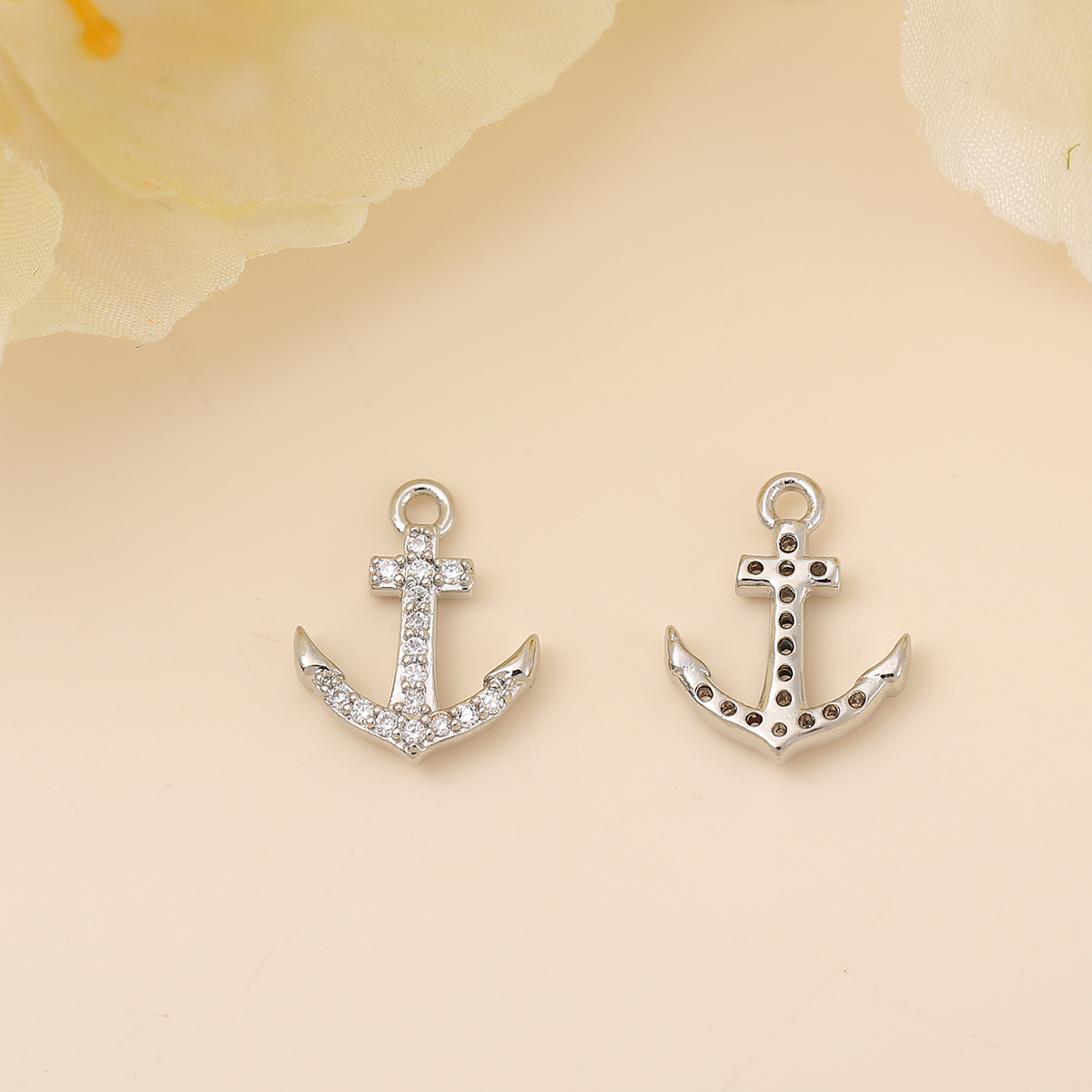Navy Style Anchor Copper Plating Metal Inlay Zircon 18k Gold Plated White Gold Plated Jewelry Accessories display picture 4