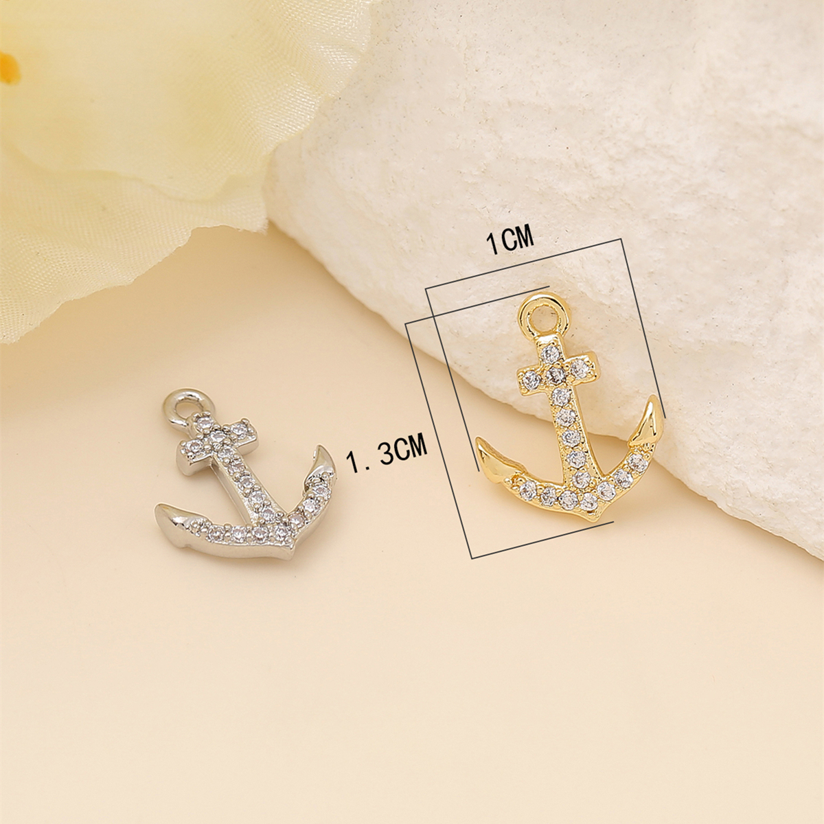 Navy Style Anchor Copper Plating Metal Inlay Zircon 18k Gold Plated White Gold Plated Jewelry Accessories display picture 2