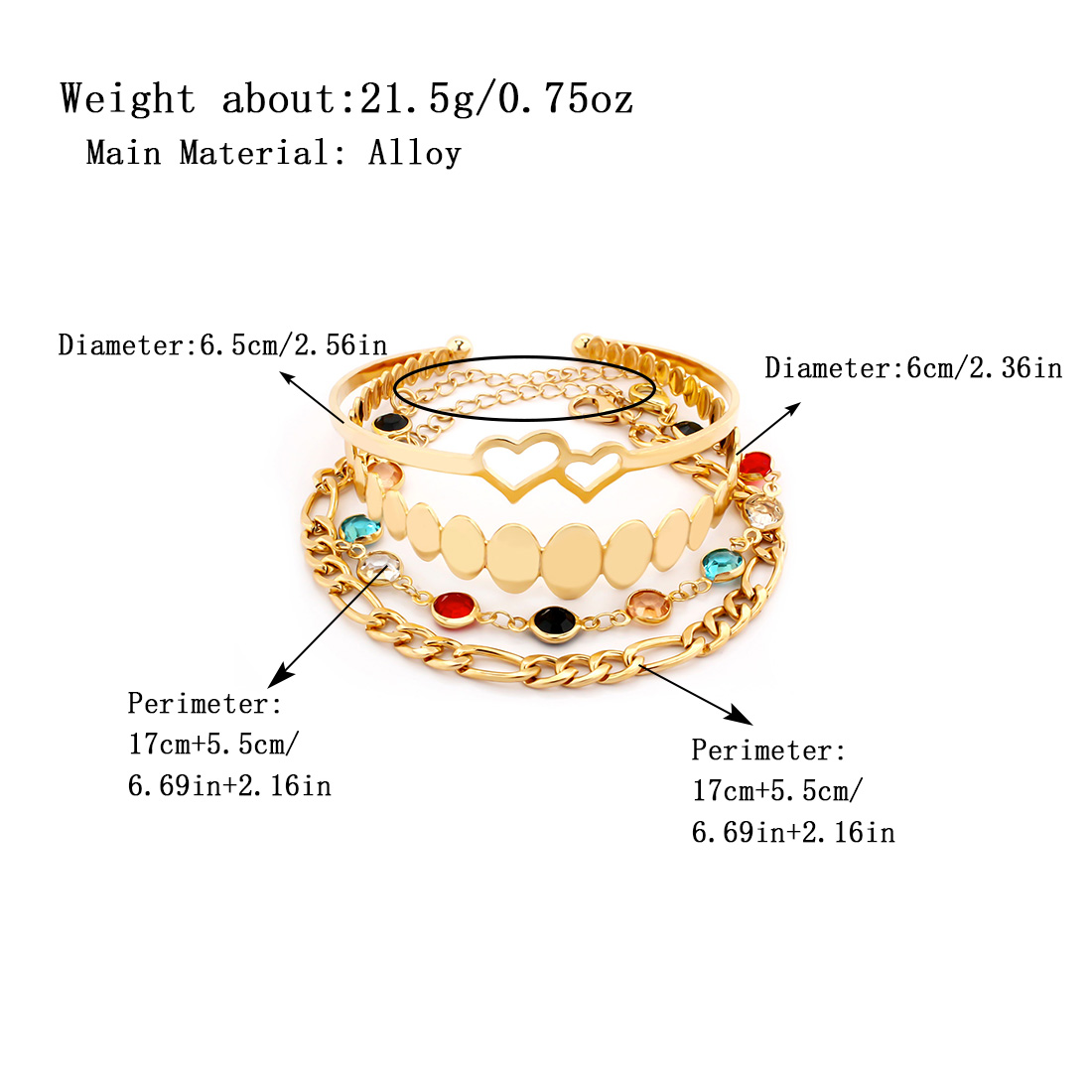 Ig Style Glam Heart Shape Alloy Plating Rhinestones Women's Bracelets display picture 1
