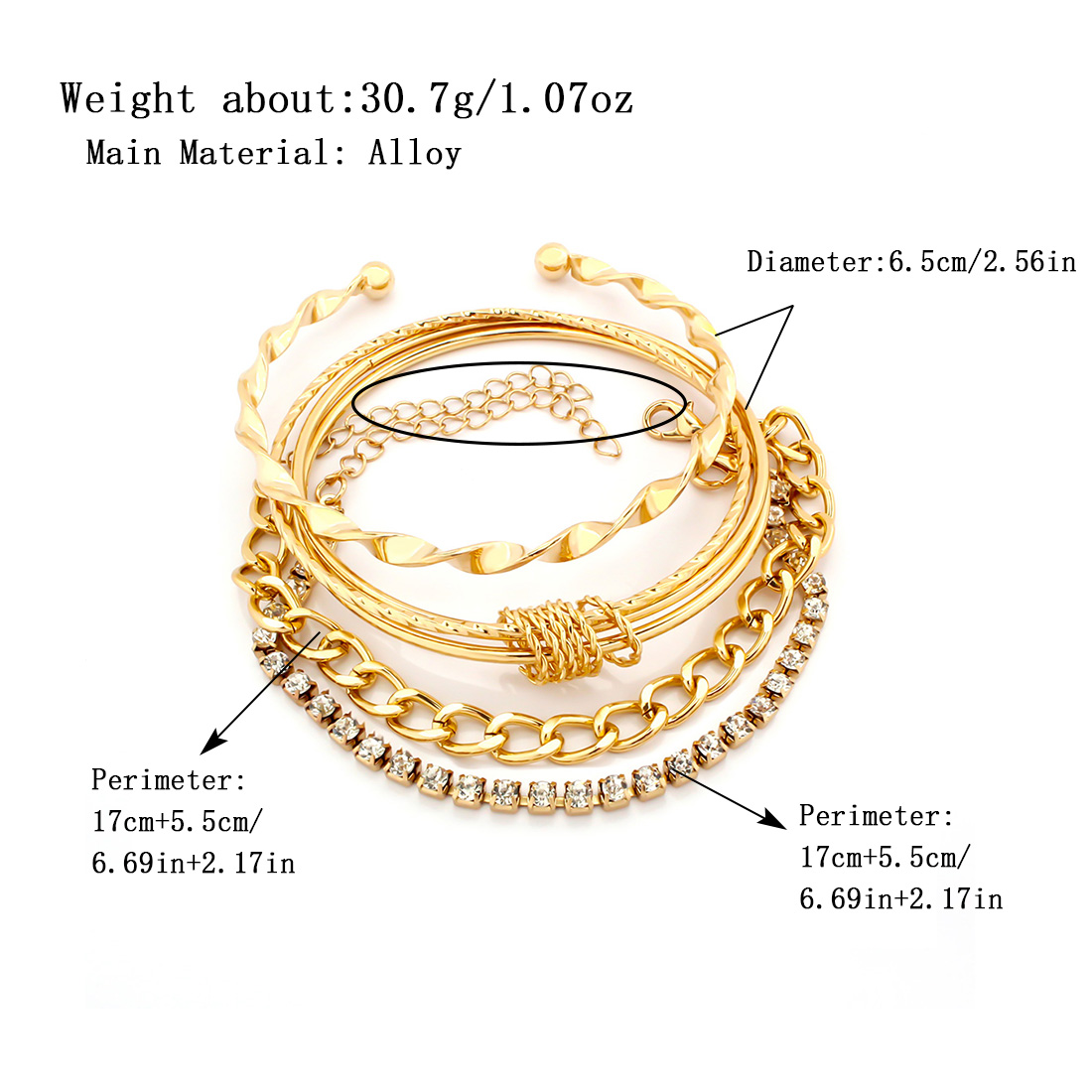 Ig Style Retro Korean Style Circle Alloy Plating Inlay Rhinestones Women's Bracelets display picture 1