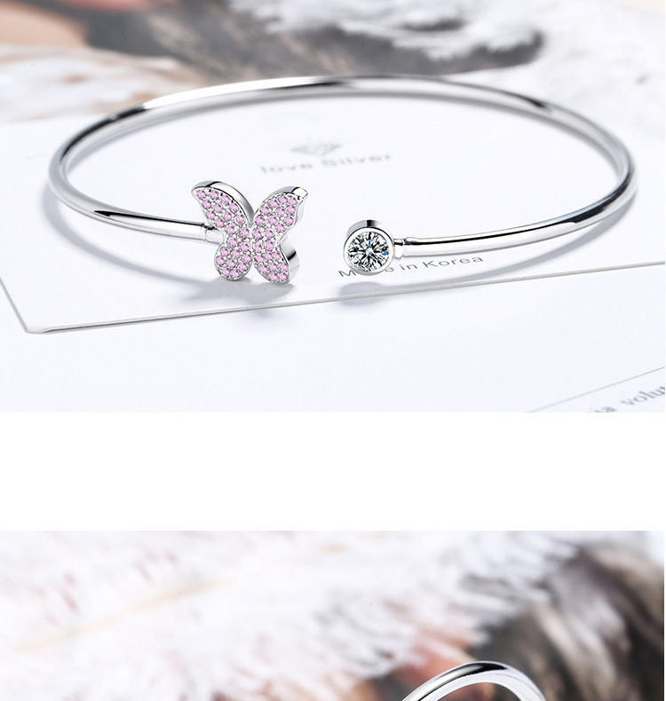 Ig Style Heart Shape Dragonfly Butterfly Copper Rhinestones Bangle display picture 1