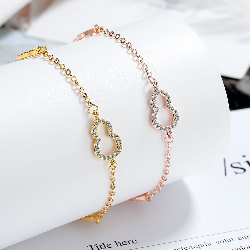 Wholesale Fairy Style Elegant Lady Gourd Copper Inlay Zircon Bracelets display picture 3