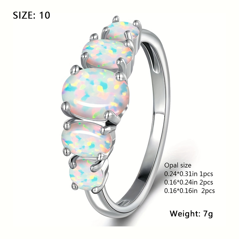 Wholesale Elegant Nordic Style Oval Copper Inlay White Gold Plated Artificial Gemstones Rings display picture 4