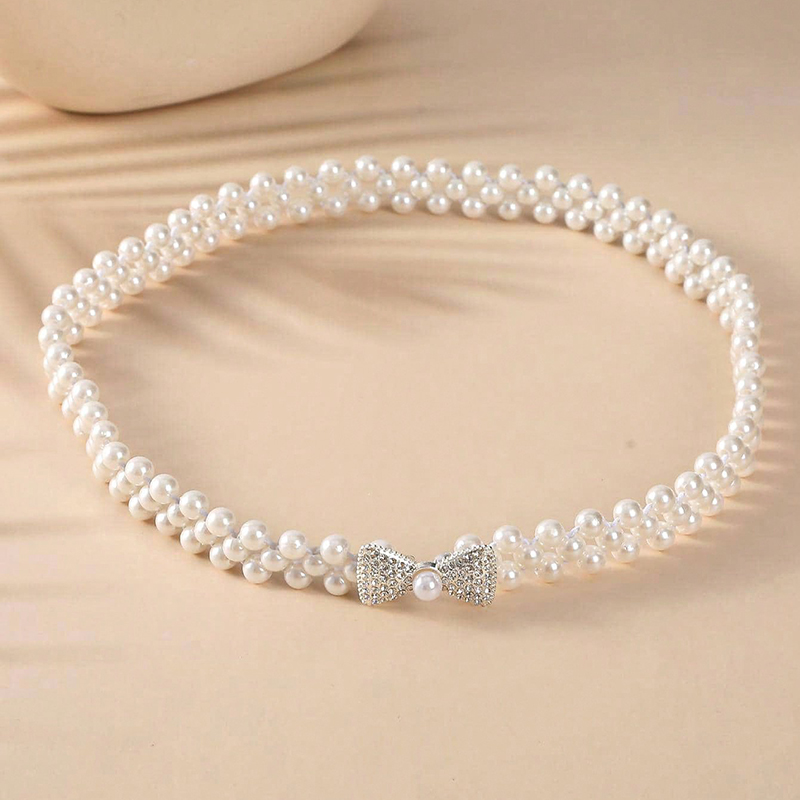 Elegant Shiny Bow Knot Alloy Plastic Pearl Women's Chain Belts display picture 3