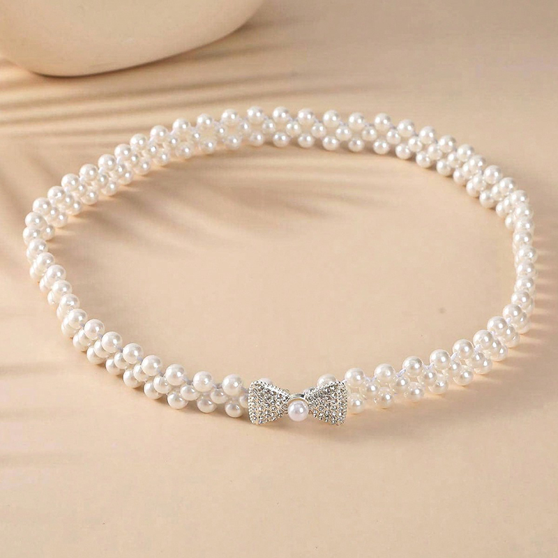 Elegant Shiny Bow Knot Alloy Plastic Pearl Women's Chain Belts display picture 6