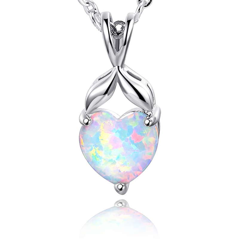 Copper White Gold Plated Elegant French Style Heart Shape Inlay Opal Pendant Necklace display picture 1