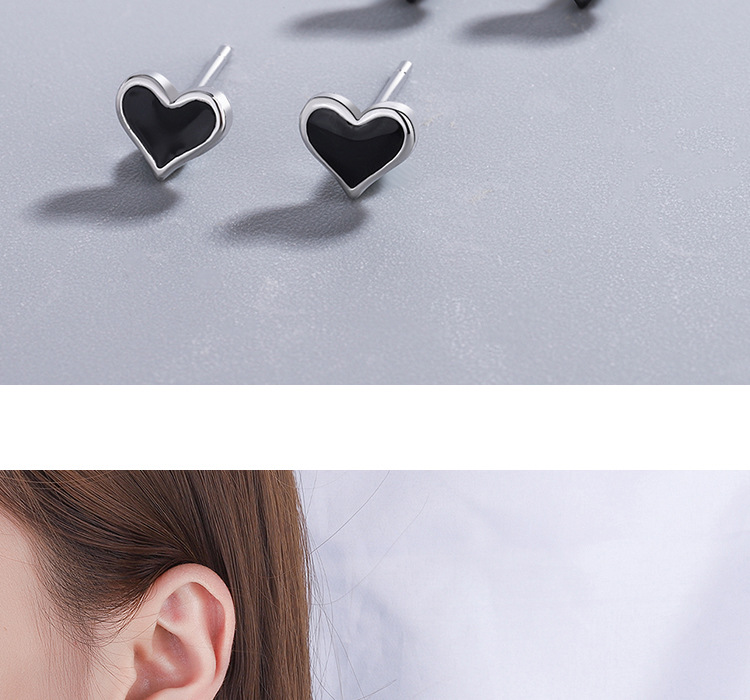 1 Pair Simple Style Heart Shape Epoxy Copper Ear Studs display picture 2