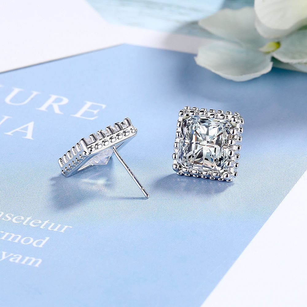 1 Pair Basic Modern Style Classic Style Square Plating Inlay Copper Zircon Ear Studs display picture 4