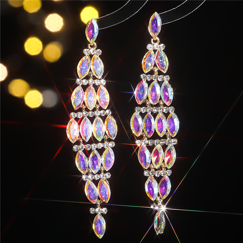 1 Pair Elegant Geometric Inlay Alloy Rhinestones Zircon Drop Earrings display picture 4