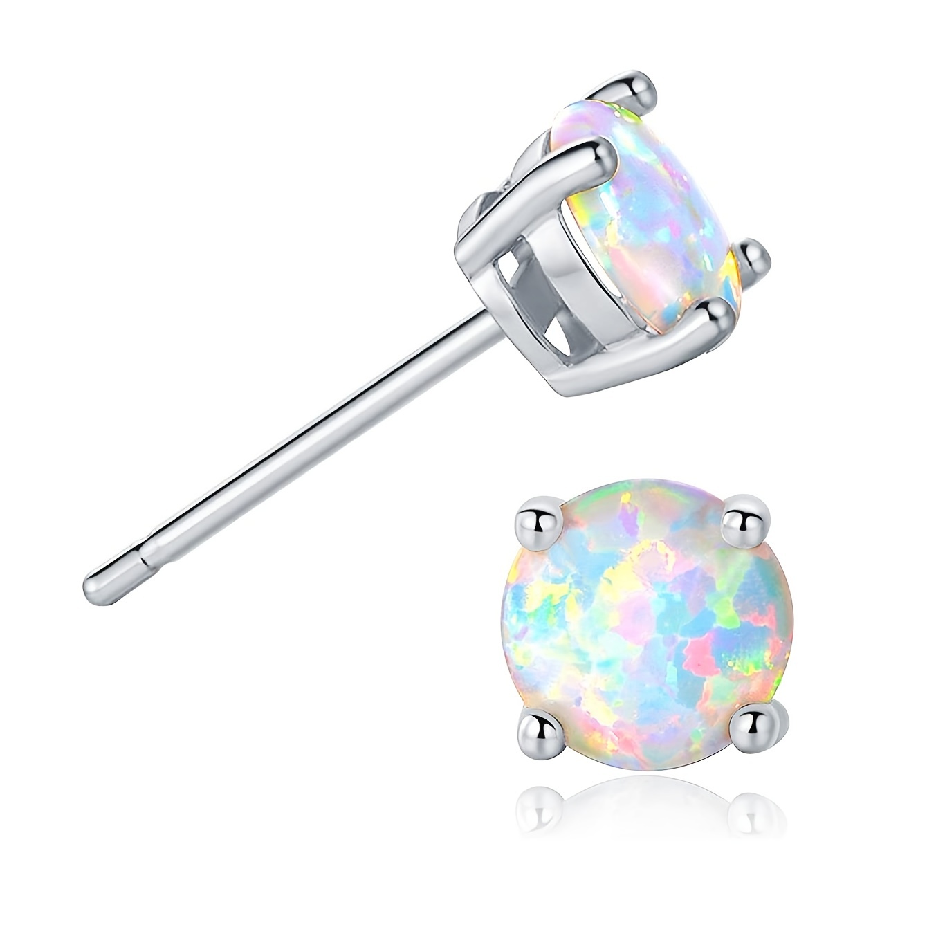 1 Pair Elegant Vacation Simple Style Geometric Copper Artificial Gemstones Opal White Gold Plated Ear Studs display picture 4