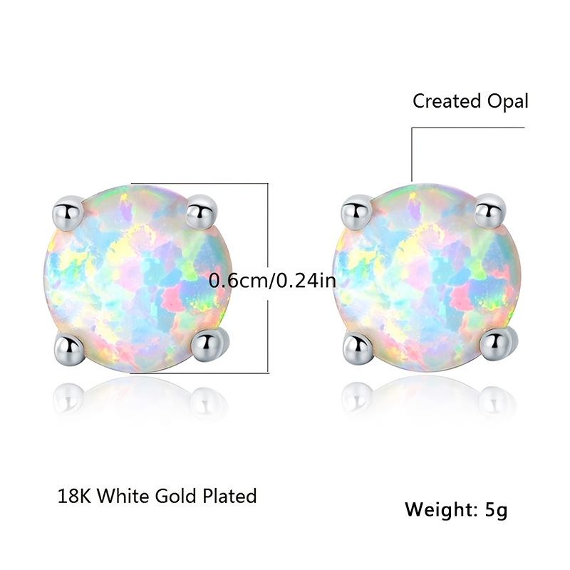 1 Pair Elegant Vacation Simple Style Geometric Copper Artificial Gemstones Opal White Gold Plated Ear Studs display picture 8