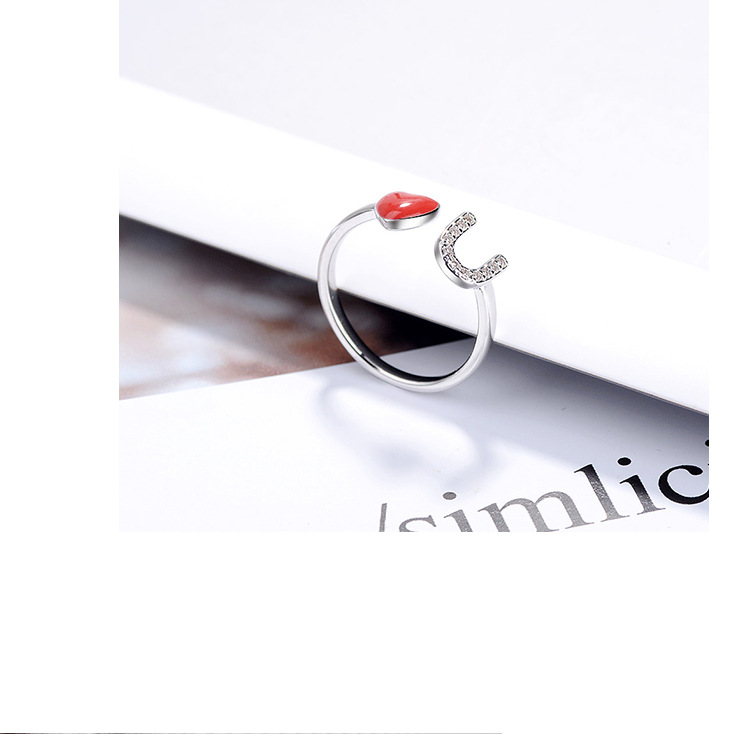 Ig Style Letter Heart Shape Copper Enamel Adjustable Ring display picture 2