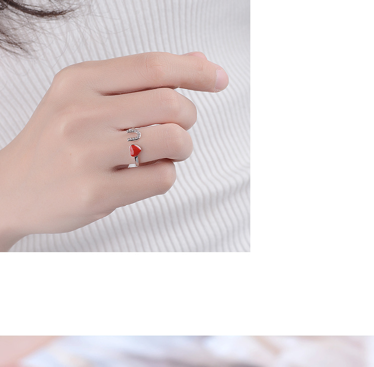 Ig Style Letter Heart Shape Copper Enamel Adjustable Ring display picture 3