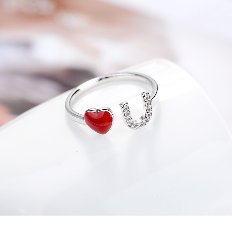 Ig Style Letter Heart Shape Copper Enamel Adjustable Ring display picture 6