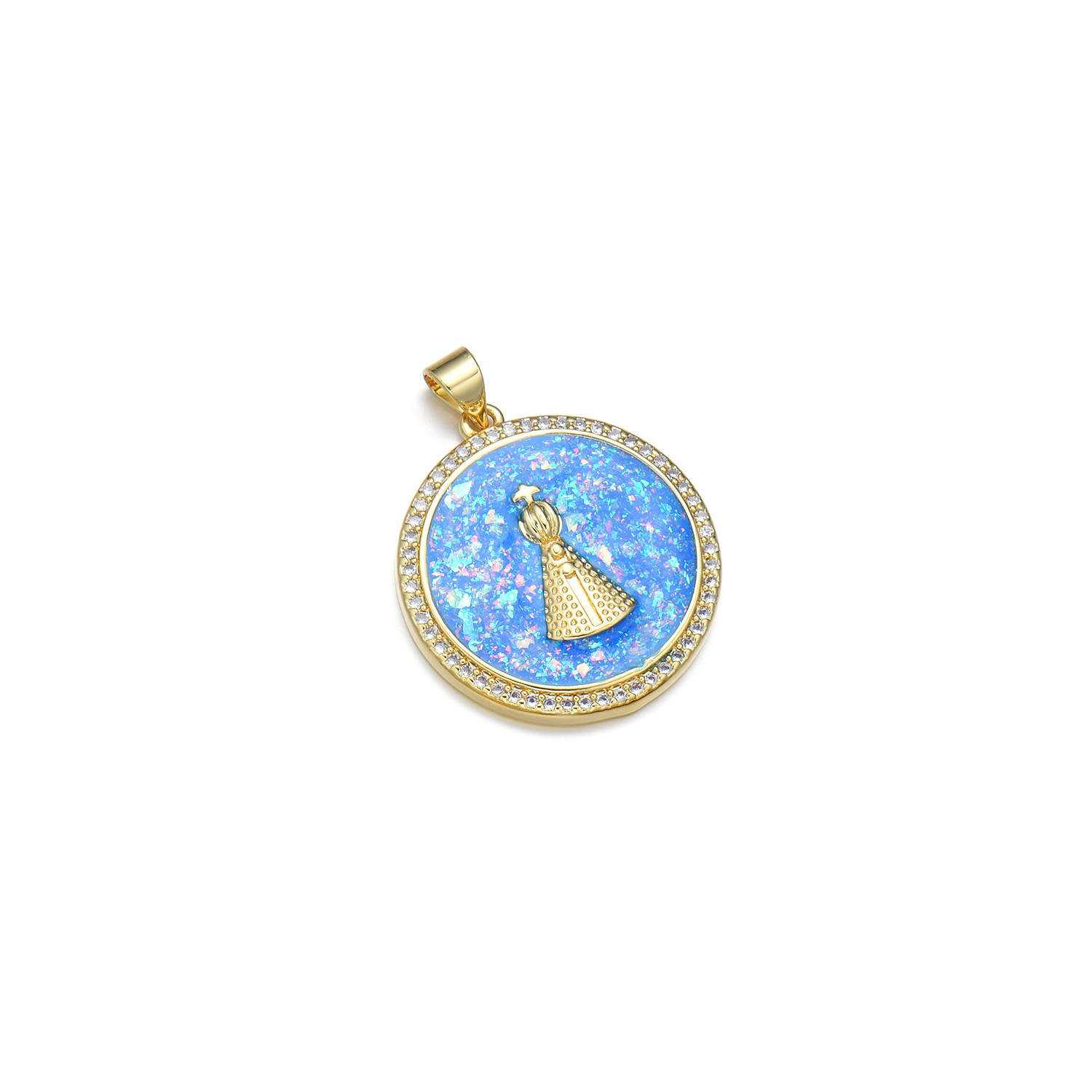 1 Piece 24*26mm Copper Zircon 18K Gold Plated Round Tower Polished Pendant display picture 7