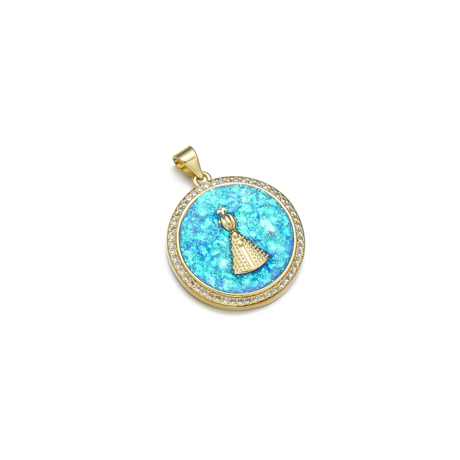 1 Piece 24*26mm Copper Zircon 18K Gold Plated Round Tower Polished Pendant display picture 10