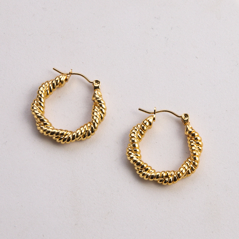 1 Pair Casual Classic Style Commute Twist Plating 304 Stainless Steel 18K Gold Plated Earrings display picture 6