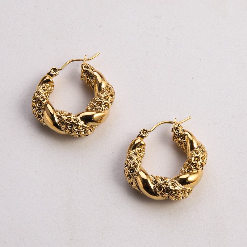 1 Pair Casual Classic Style Commute Twist Plating 304 Stainless Steel 18K Gold Plated Earrings display picture 4