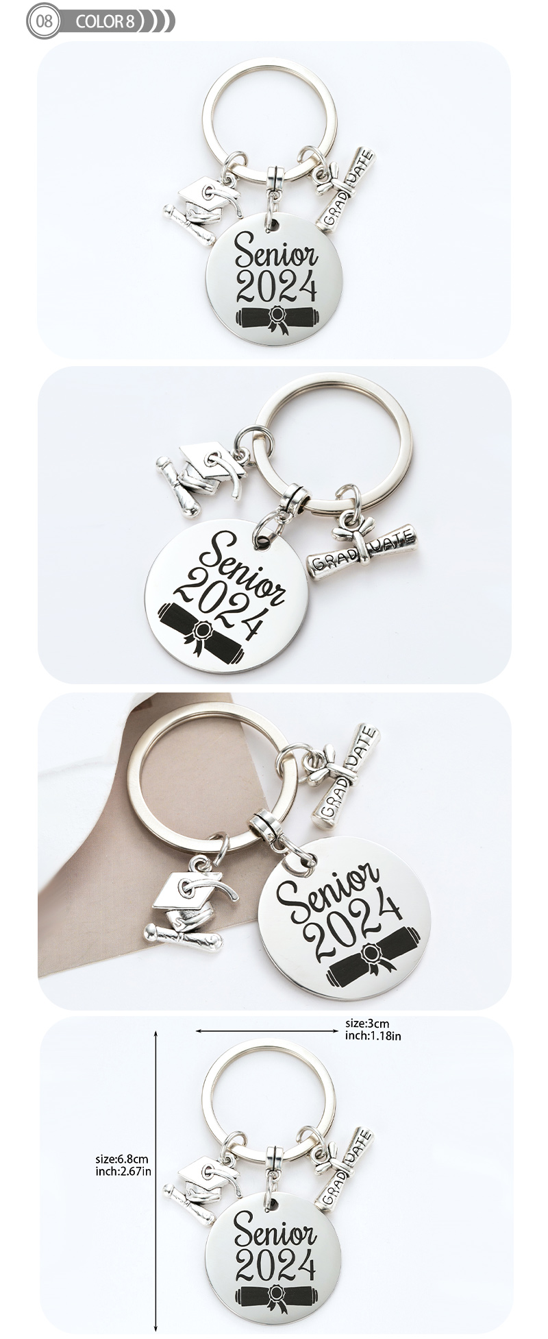 Preppy Style Simple Style Letter Number Stainless Steel Keychain display picture 9