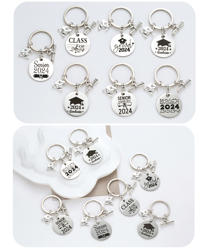 Preppy Style Simple Style Letter Number Stainless Steel Keychain display picture 15