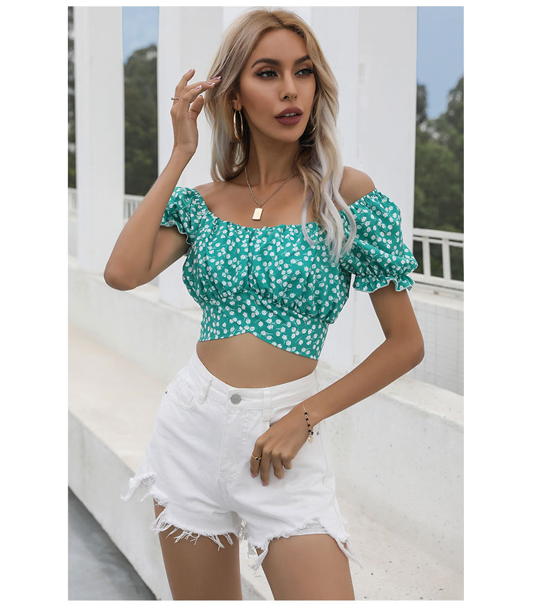 Women's Short Sleeve T-shirts Printing Straps Backless Sexy Commute Ditsy Floral display picture 9
