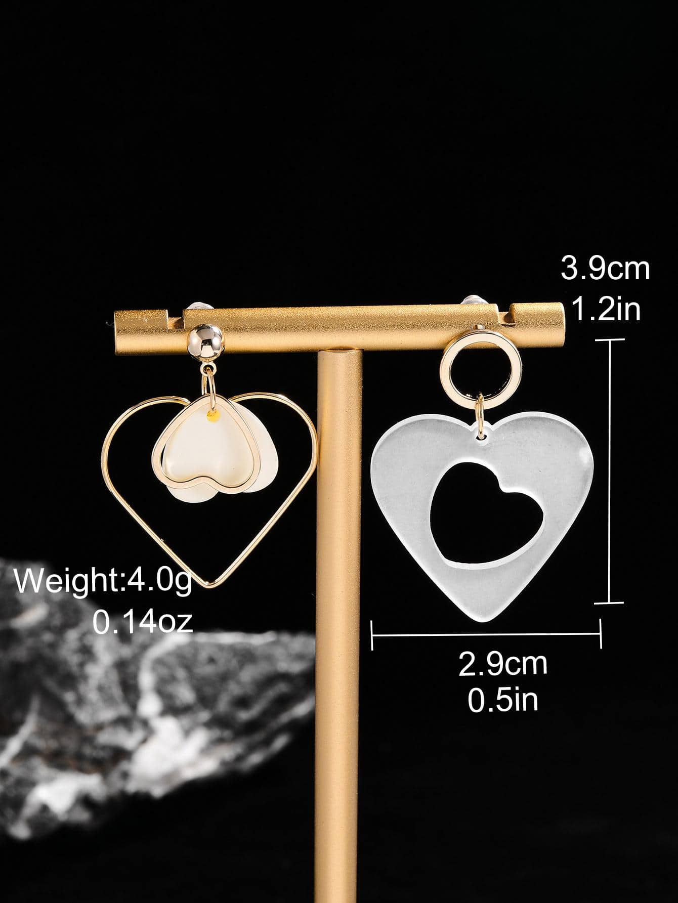 1 Pair Lady Heart Shape Arylic Alloy Drop Earrings display picture 6