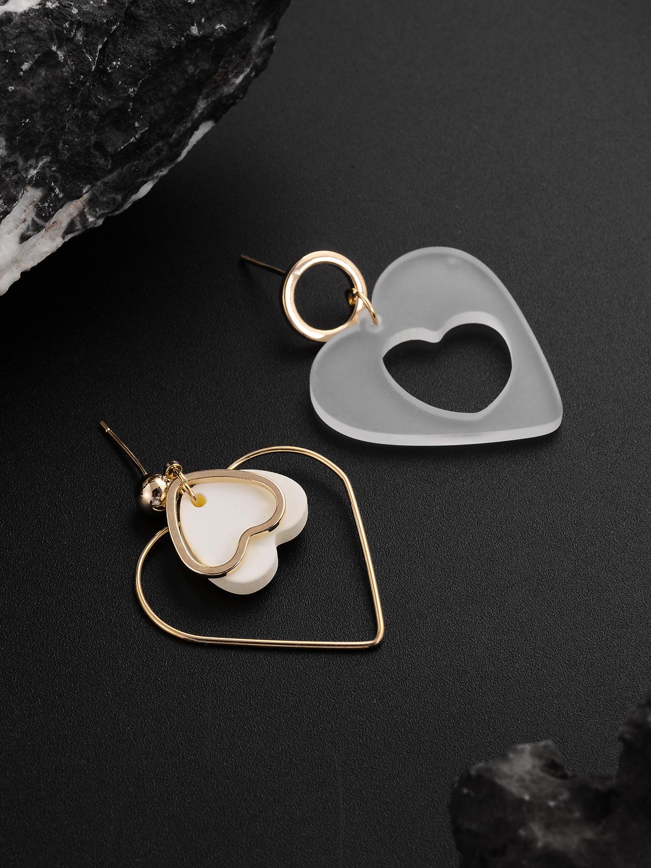 1 Pair Lady Heart Shape Arylic Alloy Drop Earrings display picture 2