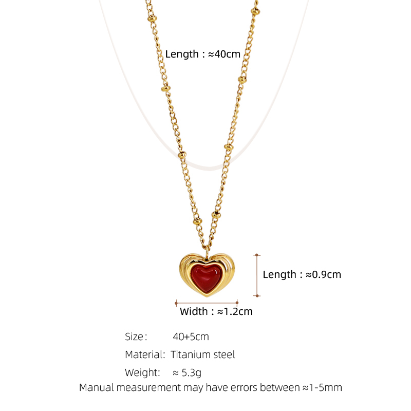 304 Stainless Steel 18K Gold Plated Sweet Commute Plating Inlay Heart Shape Agate Pendant Necklace display picture 1