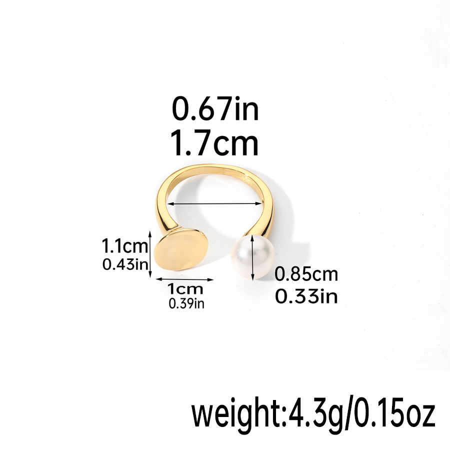 Original Design Simple Style Round Freshwater Pearl Copper Plating Inlay Pearl 18k Gold Plated Silver Plated Open Rings display picture 1