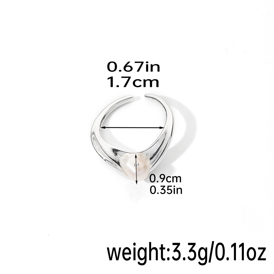 Original Design Simple Style Round Freshwater Pearl Copper Plating Inlay Pearl 18k Gold Plated Silver Plated Open Rings display picture 6