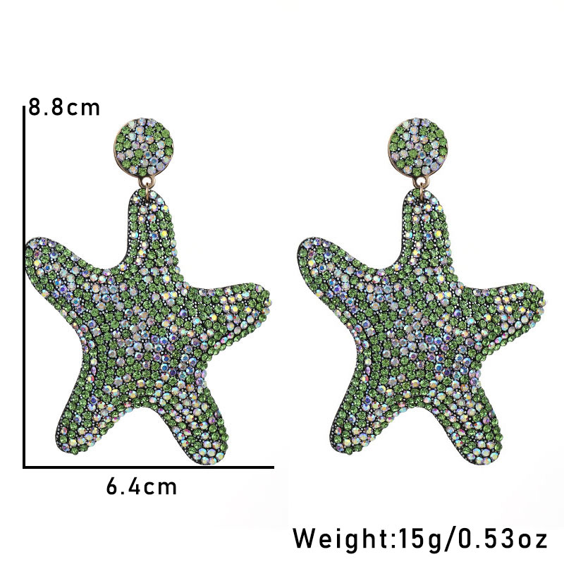 1 Pair Glam Shiny Starfish Plating Inlay Cloth Rhinestones Drop Earrings display picture 2