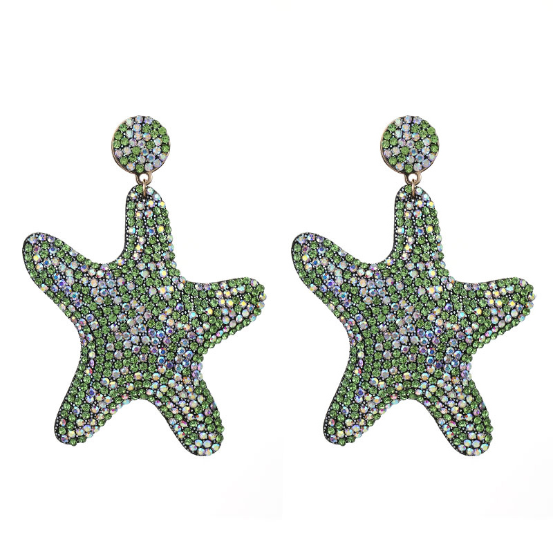 1 Pair Glam Shiny Starfish Plating Inlay Cloth Rhinestones Drop Earrings display picture 3