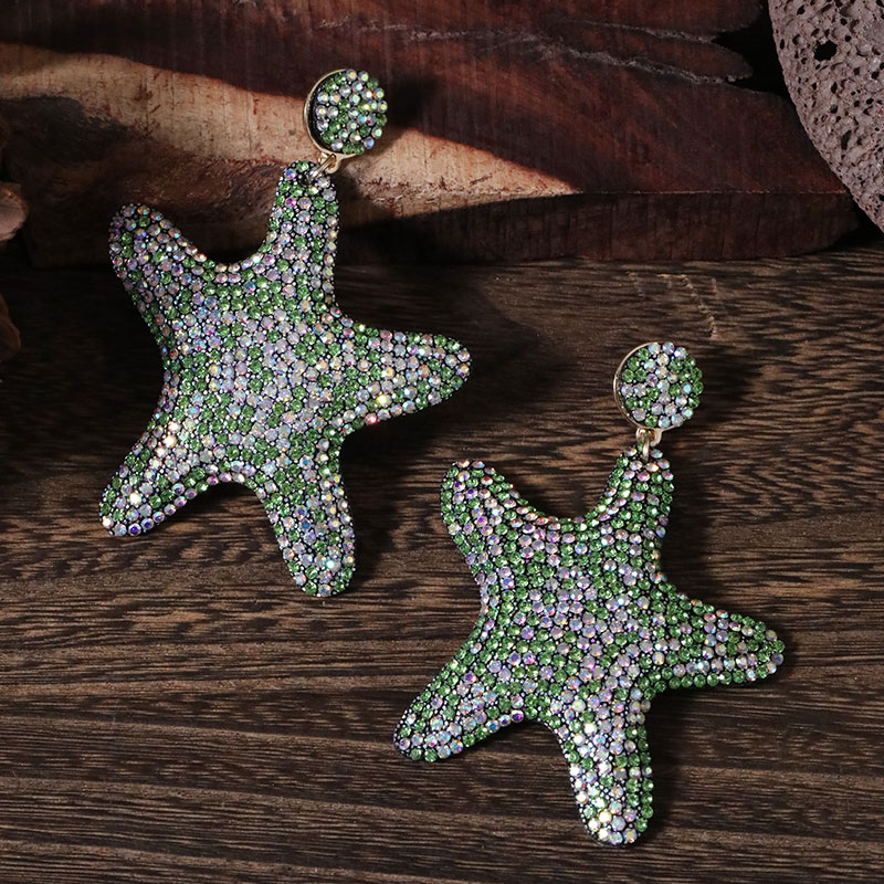 1 Pair Glam Shiny Starfish Plating Inlay Cloth Rhinestones Drop Earrings display picture 6