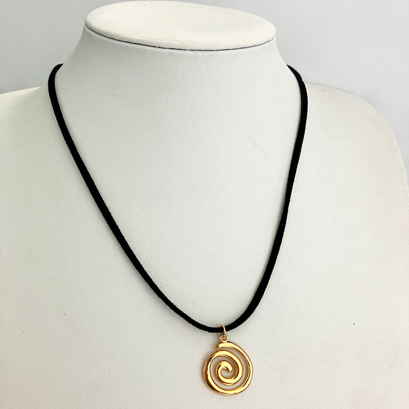 304 Stainless Steel Leather Rope Gold Plated Casual Simple Style Plating Spiral Pendant Necklace display picture 2