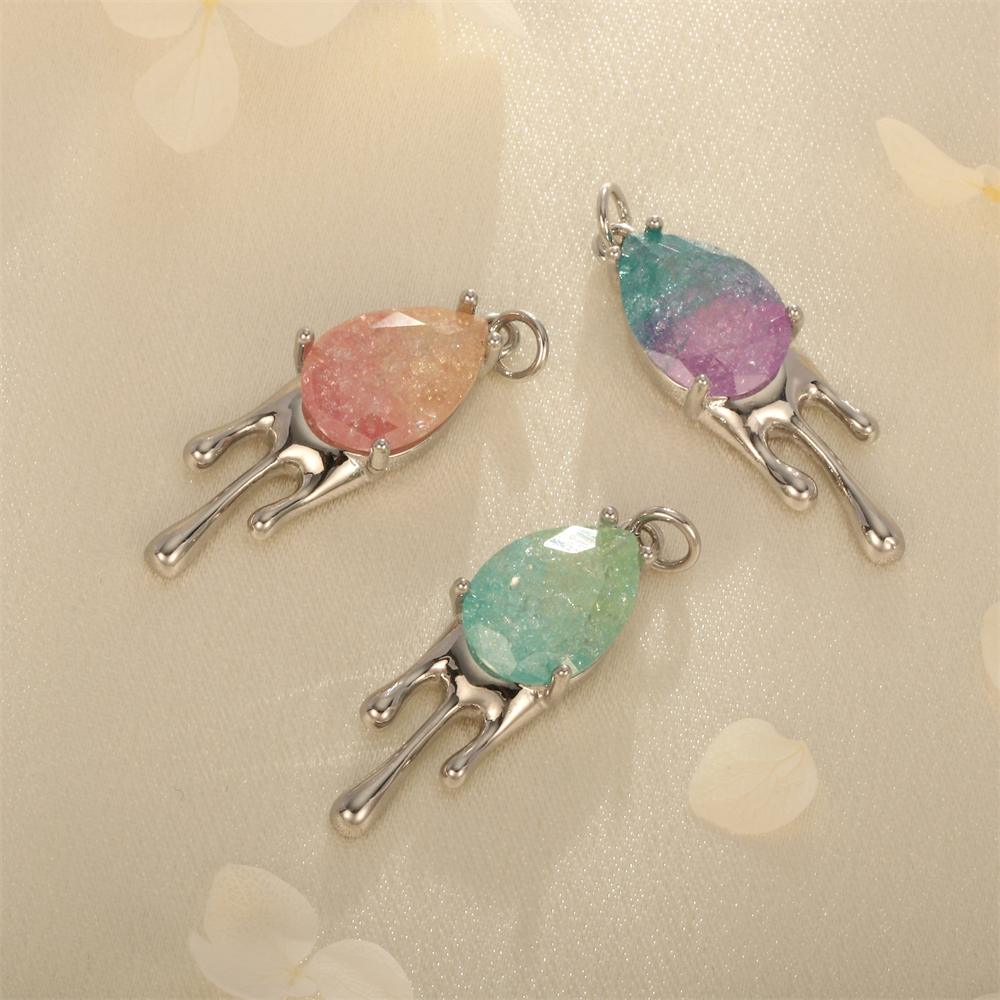 Simple Style Water Droplets Artificial Crystal Plating 18k Gold Plated Charms display picture 2