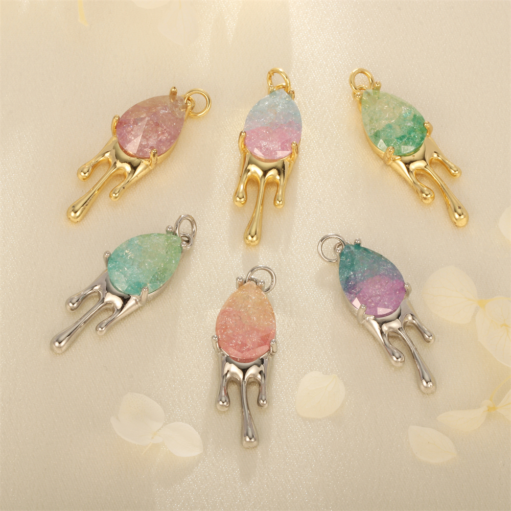 Simple Style Water Droplets Artificial Crystal Plating 18k Gold Plated Charms display picture 4