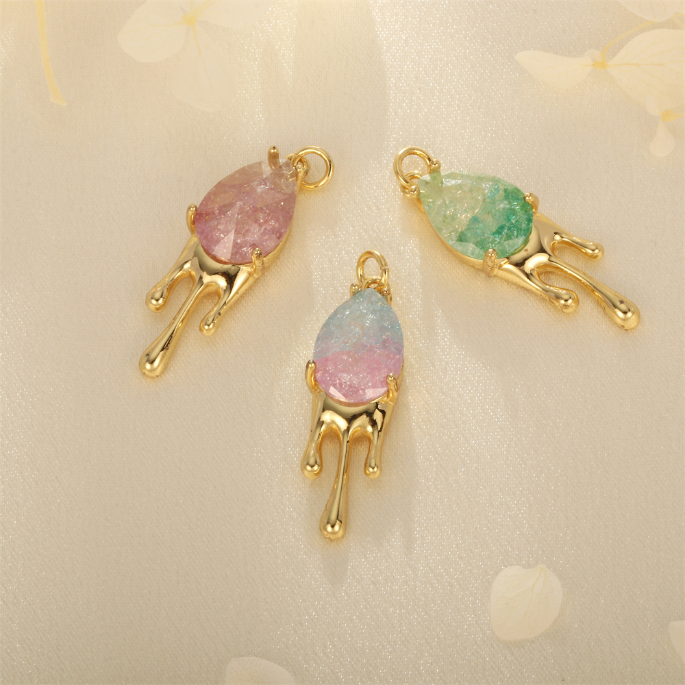 Simple Style Water Droplets Artificial Crystal Plating 18k Gold Plated Charms display picture 3