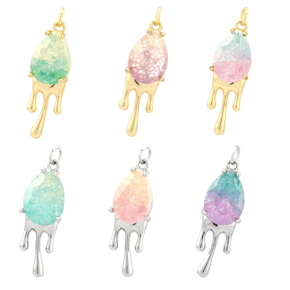 Simple Style Water Droplets Artificial Crystal Plating 18k Gold Plated Charms display picture 5