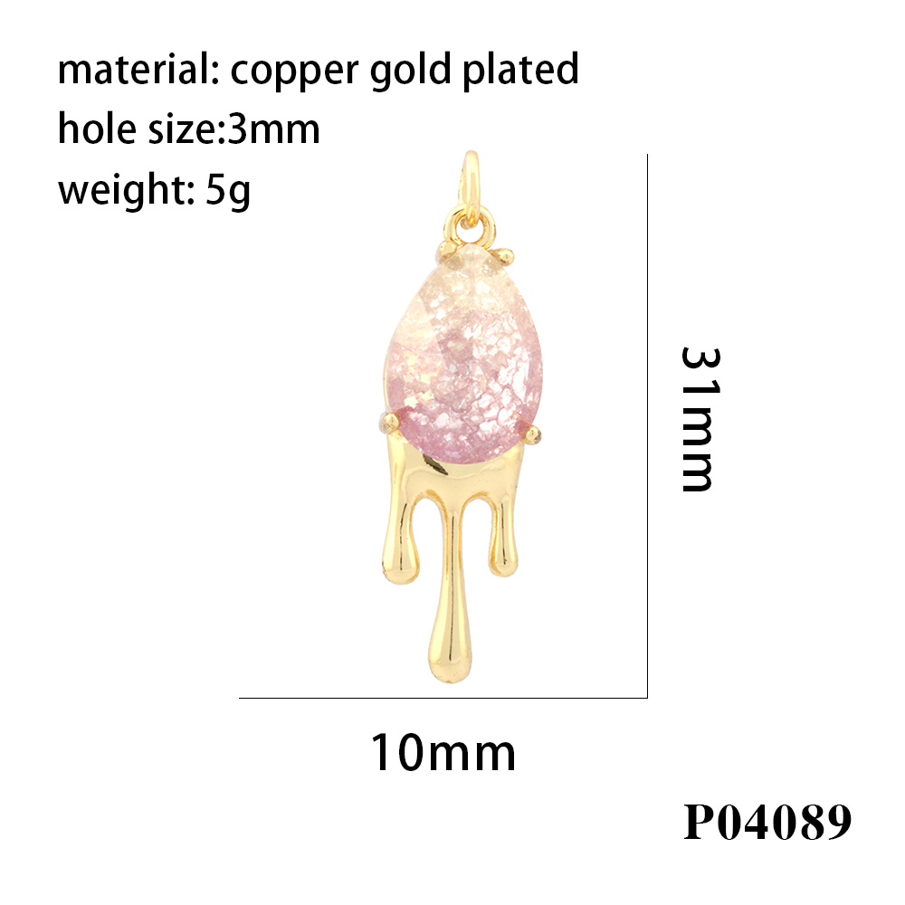 Simple Style Water Droplets Artificial Crystal Plating 18k Gold Plated Charms display picture 7