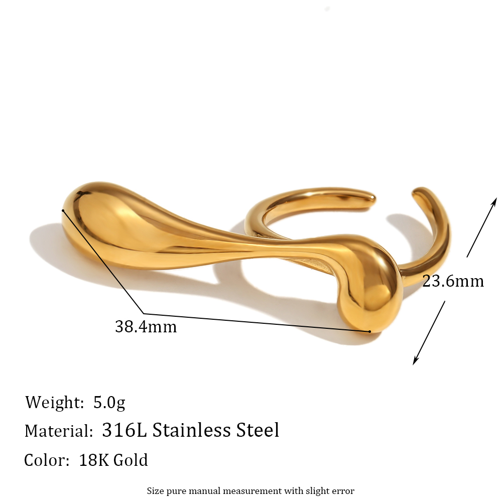 Basic Einfacher Stil Klassischer Stil Einfarbig Rostfreier Stahl Überzug 18 Karat Vergoldet Offener Ring display picture 2