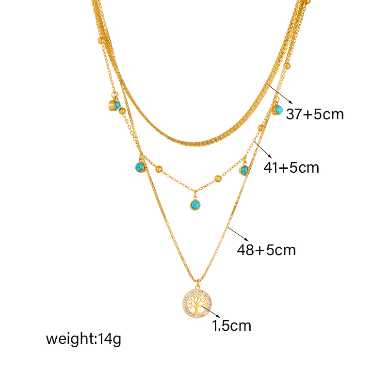 Lady Life Tree Titanium Steel Plating 18k Gold Plated Double Layer Necklaces display picture 1