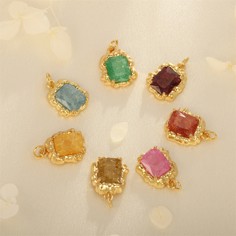 Simple Style Square Artificial Crystal Plating 18k Gold Plated Charms display picture 2