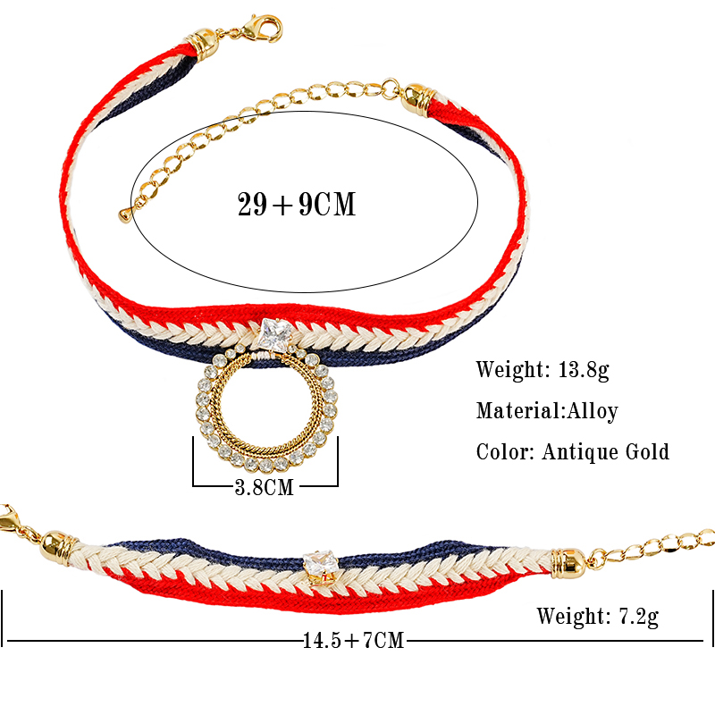 Fashion Geometric Alloy Plating Inlay Rhinestones Zircon Gold Plated Women's Bracelets Choker display picture 3