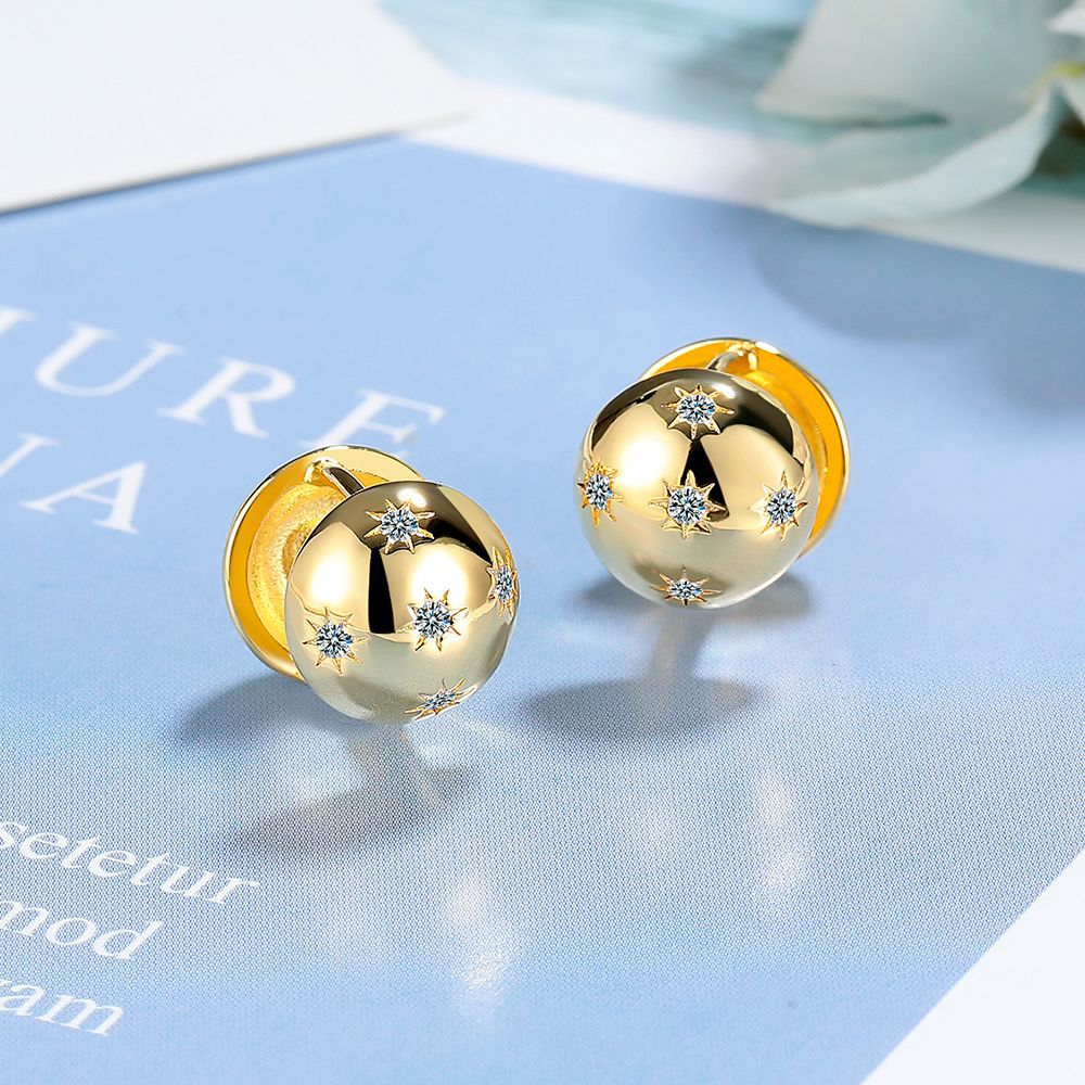 1 Pair Simple Style Geometric Star Plating Inlay Copper Zircon White Gold Plated Ear Studs display picture 4