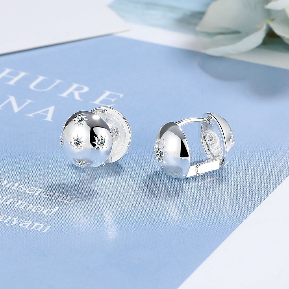 1 Pair Simple Style Geometric Star Plating Inlay Copper Zircon White Gold Plated Ear Studs display picture 5