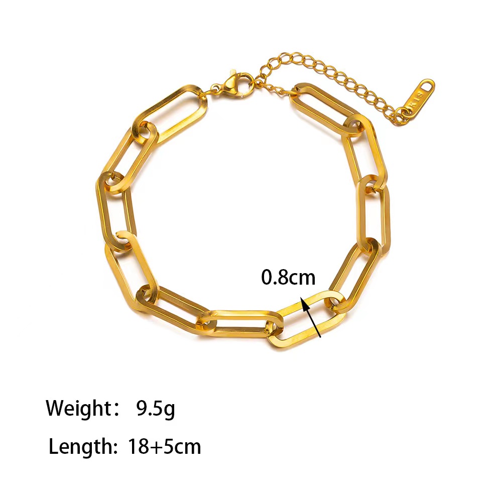 304 Stainless Steel 18K Gold Plated Simple Style Classic Style Commute Polishing Plating Solid Color Bracelets Necklace display picture 8